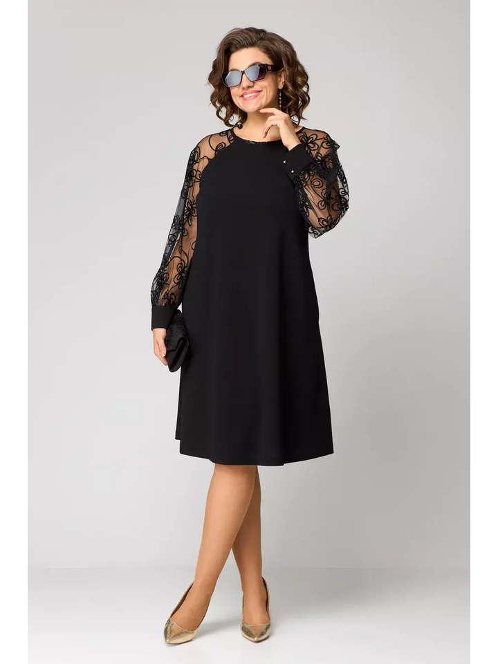 The Regina™ | Classic Lace Sleeve Midi Dress