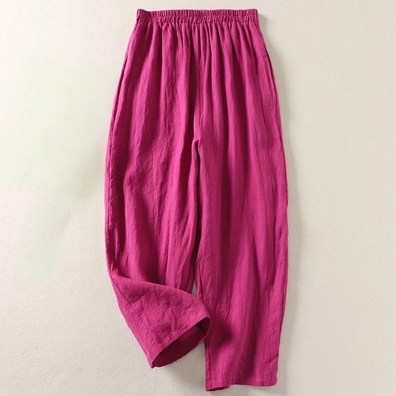 Amelia Ashcroft™ | Relaxed Linen-Cotton Trousers
