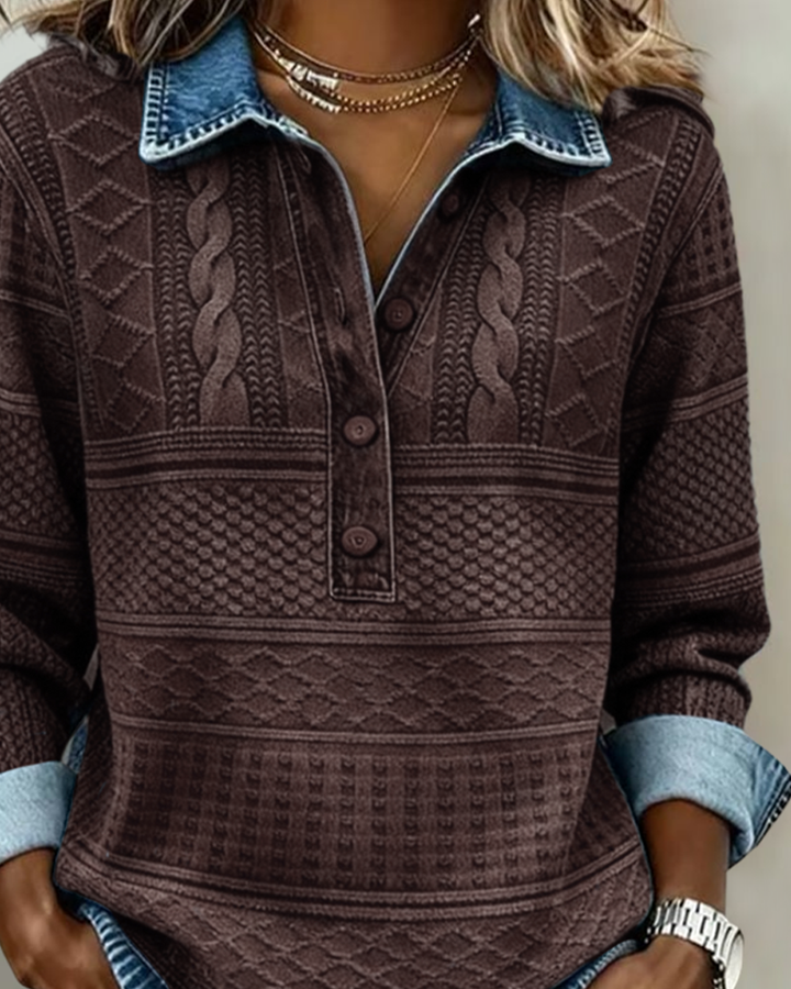 Olivia Hartley™ | Denim Knit Button Top