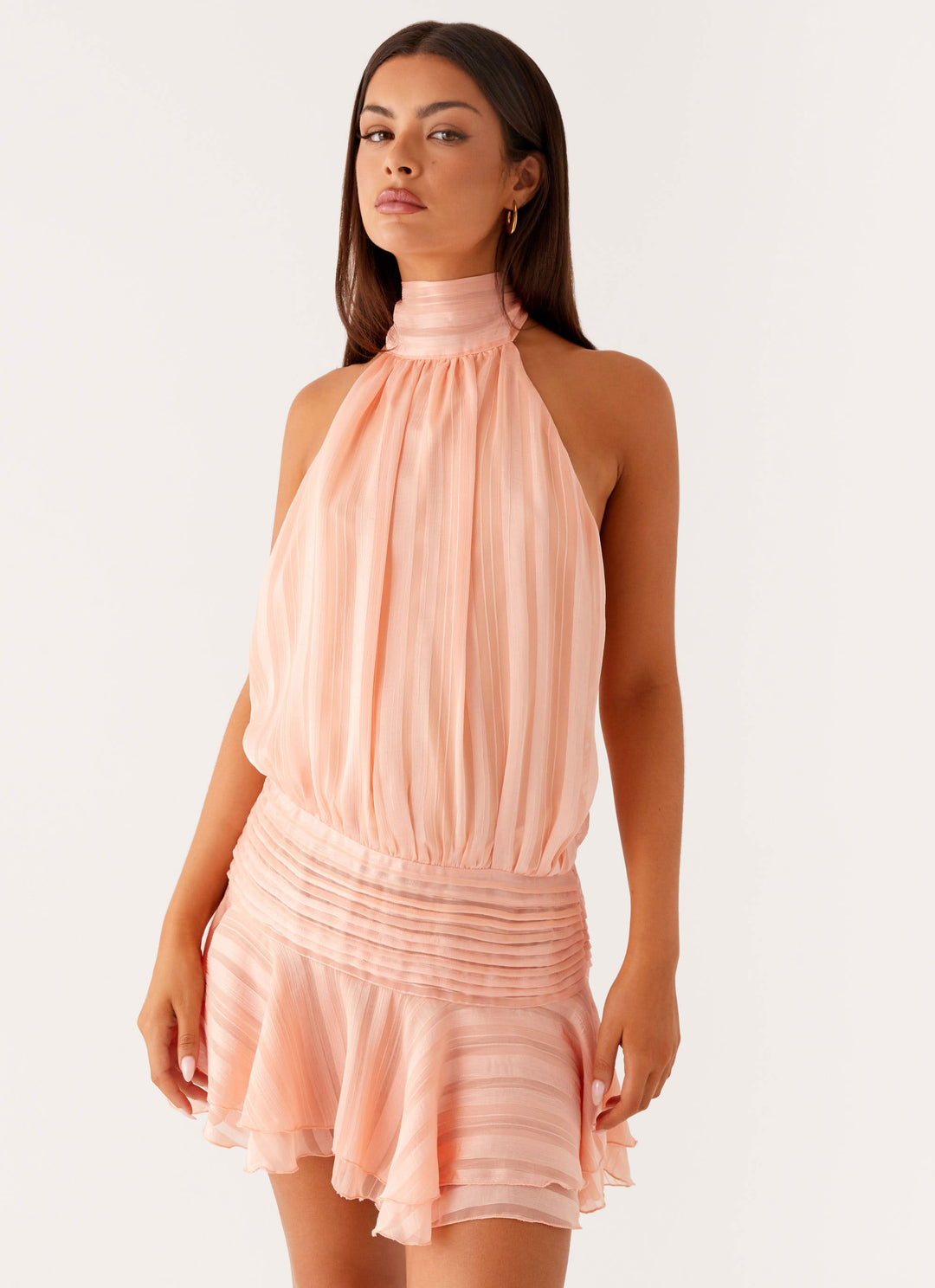 Barret Halter Neck Ruffle Mini Dress