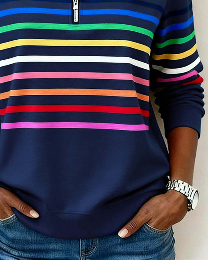 Vienna Luxe™ | Striped Half-Zip Jumper