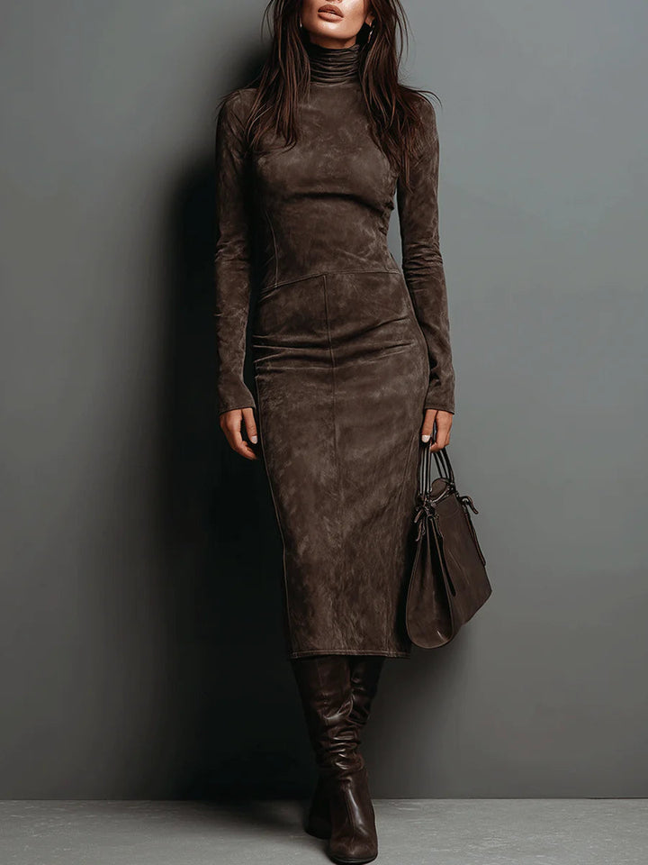 Lydia Luxe™ | High-Neck Midi Dress