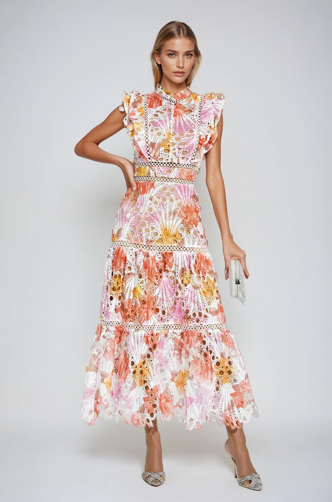 Paula Hollow Sleeveless Midi Dress