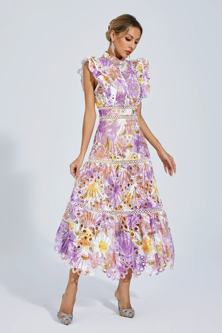 Paula Hollow Sleeveless Midi Dress