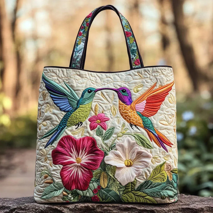 Artisan Tote - Hummingbird and White Flowers