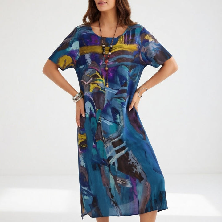 Elara Devonne™ | Artistic Flow Midi Dress