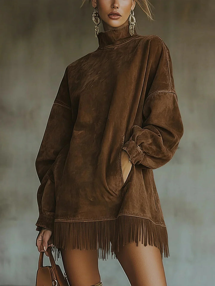 The Adeline™ | High-Neck Fringe Dress