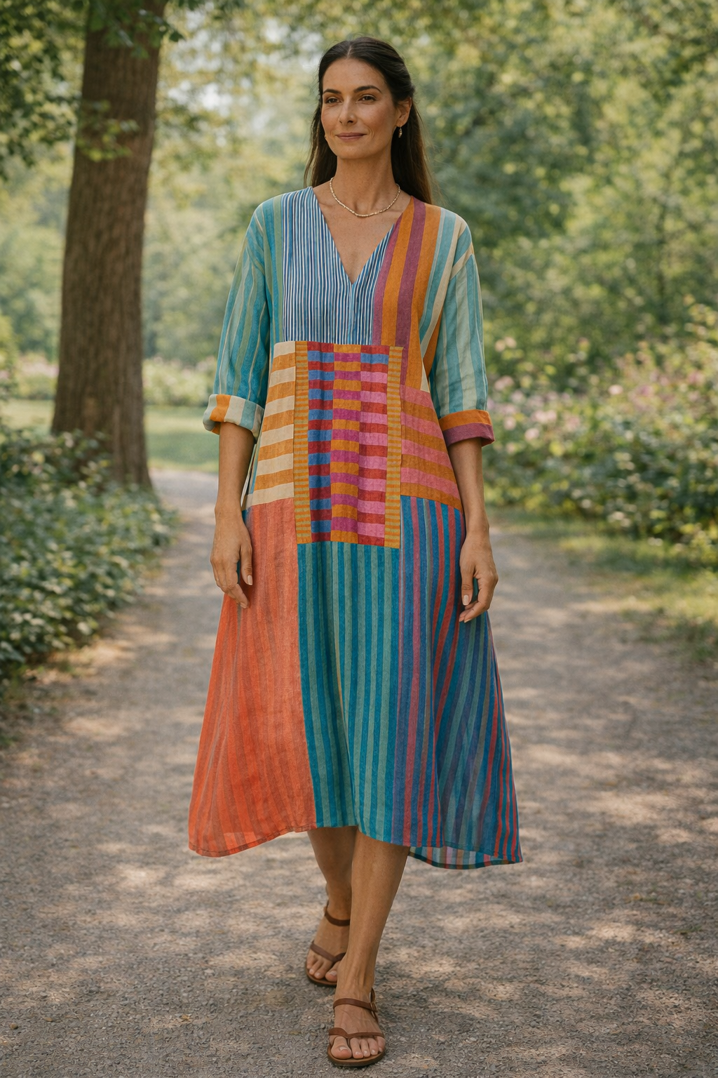 Clara Montague™ | Vibrant Patchwork Dress