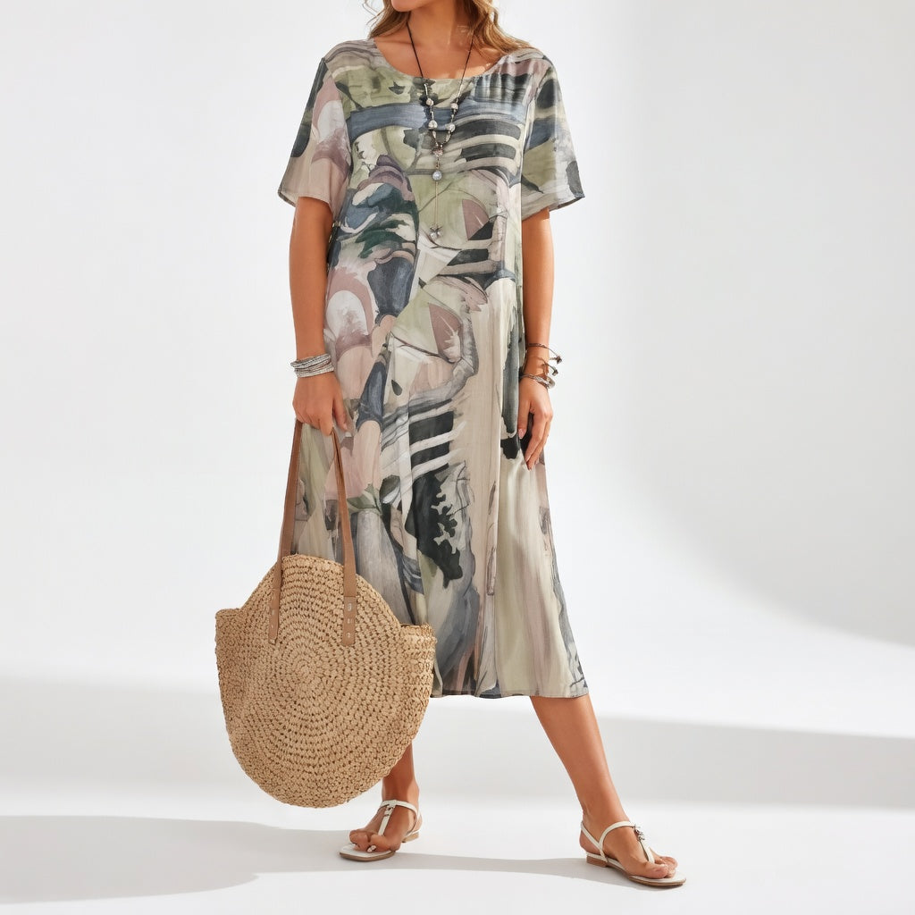 Elara Devonne™ | Artistic Flow Midi Dress