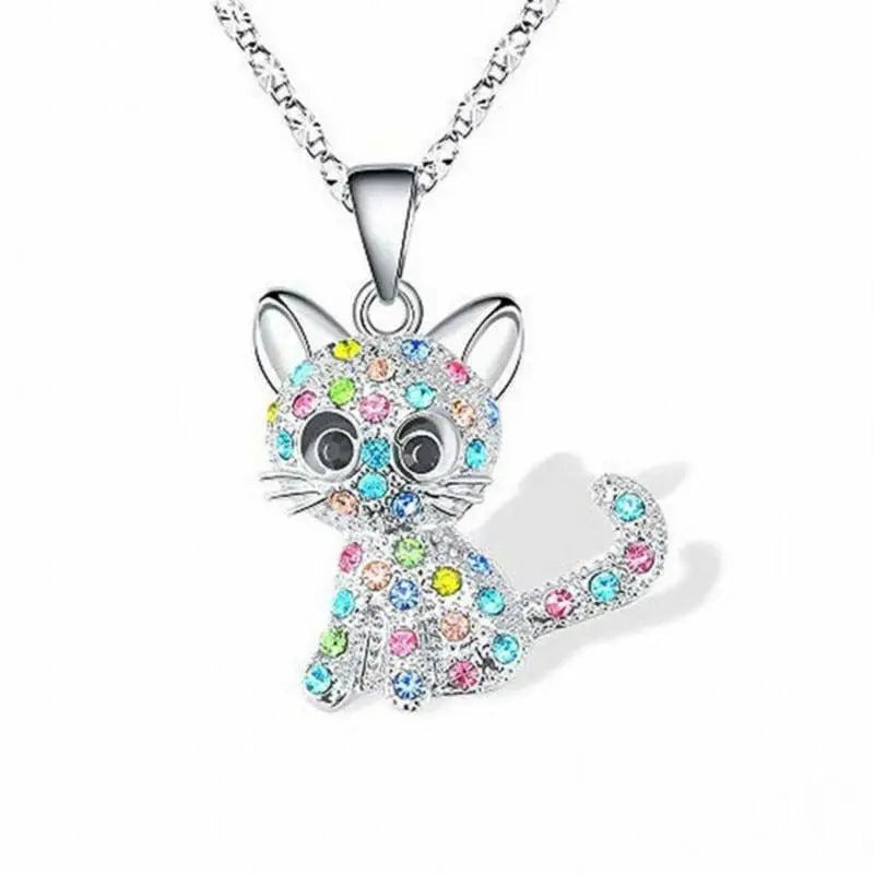 Colored Zirconia Necklace with Silver Settings