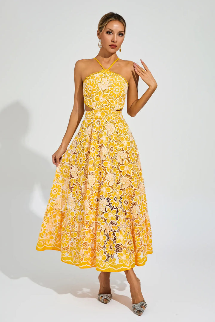 Melanie Cut Out Halter Dress