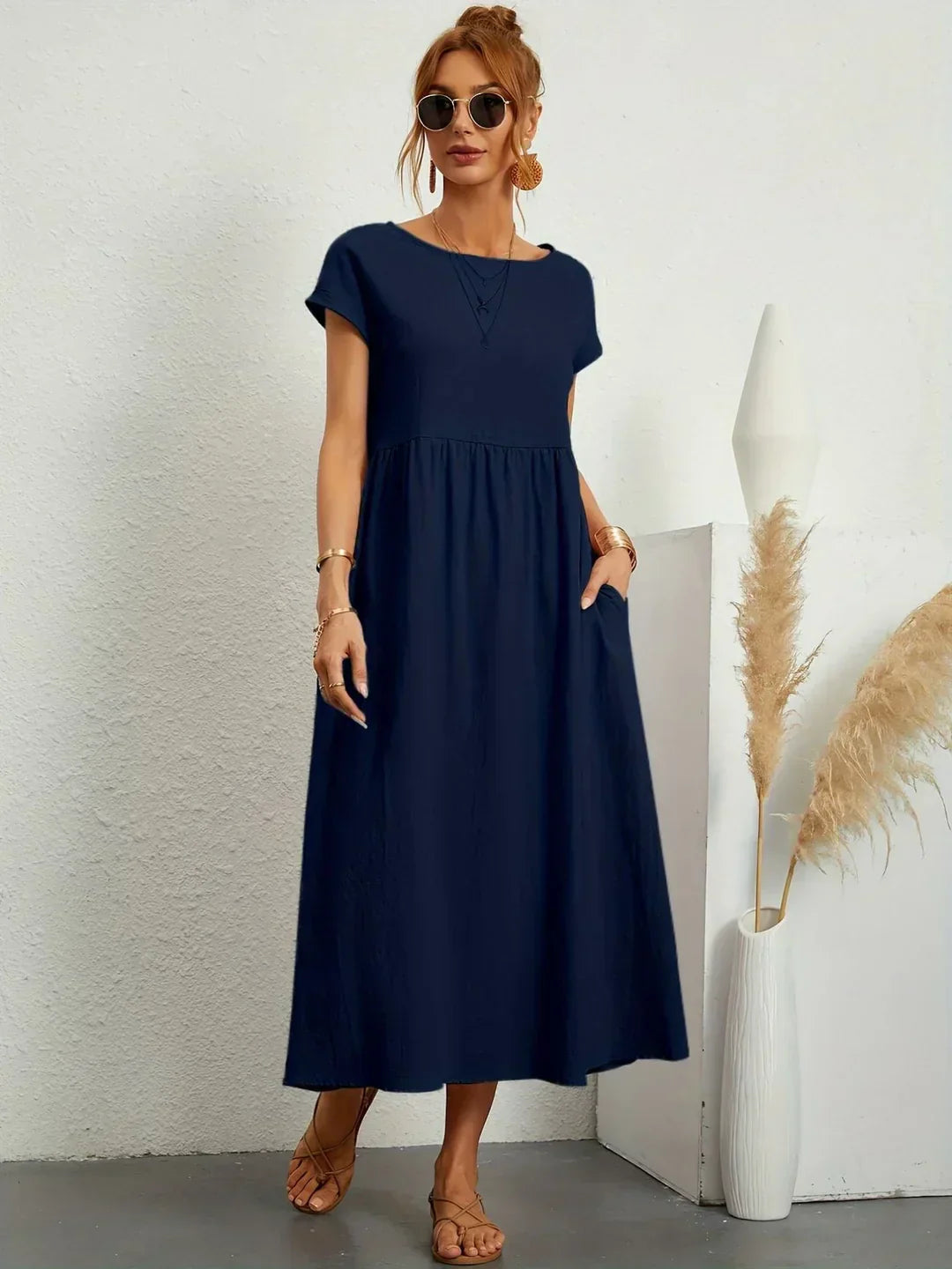Gabrielle™ | Flowing Midi Dress – Timeless Elegance
