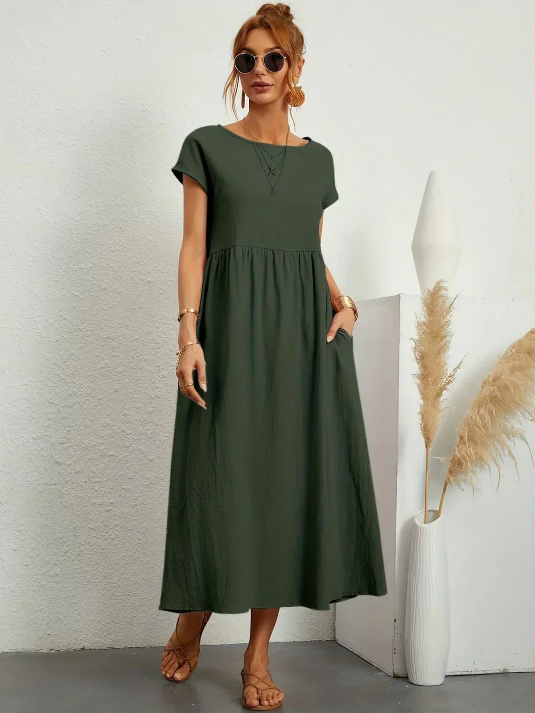 Gabrielle™ | Flowing Midi Dress – Timeless Elegance