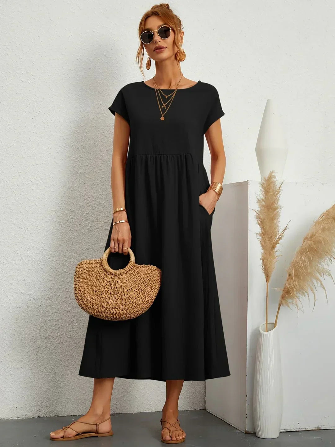 Gabrielle™ | Flowing Midi Dress – Timeless Elegance