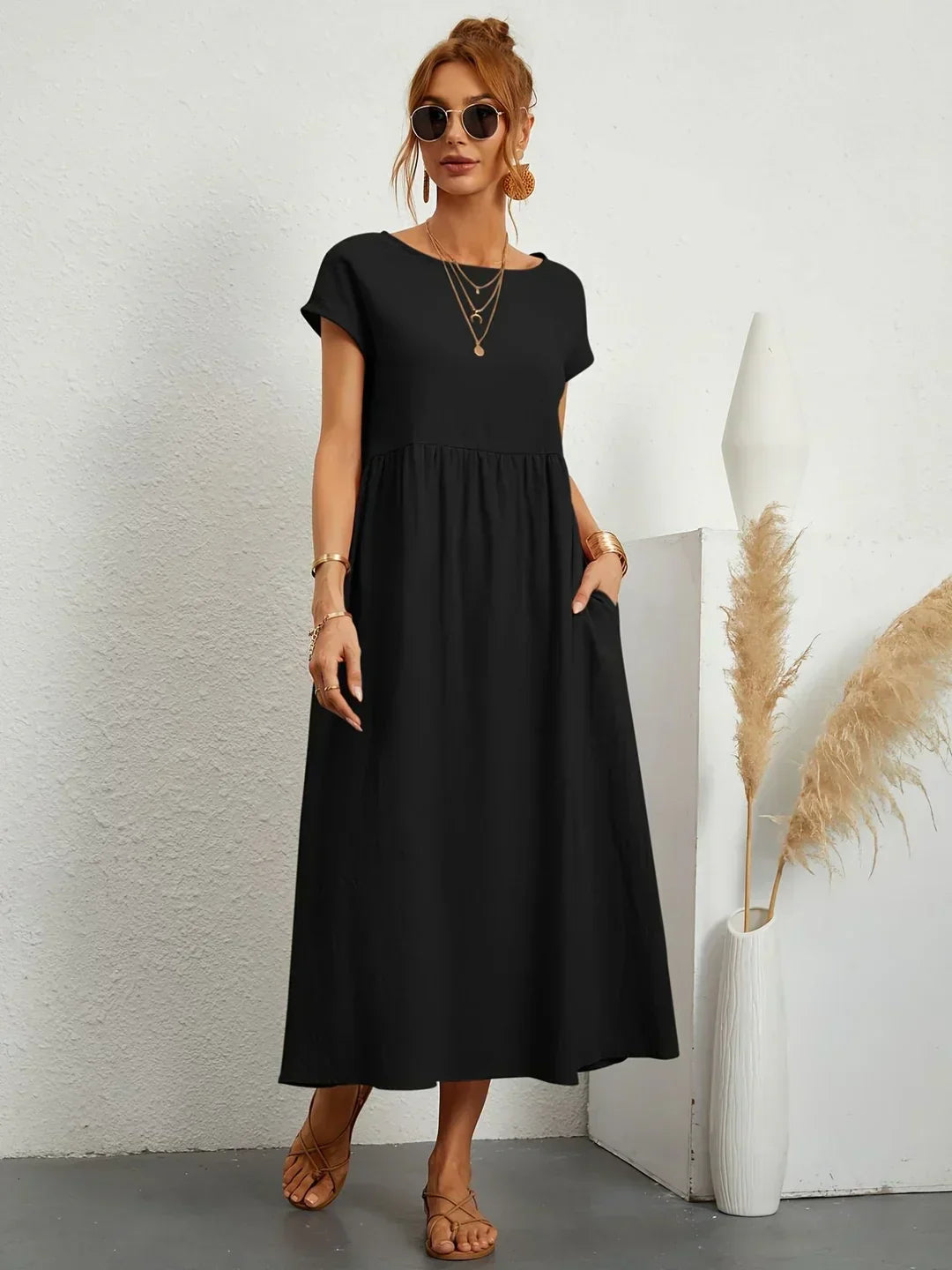 Gabrielle™ | Flowing Midi Dress – Timeless Elegance
