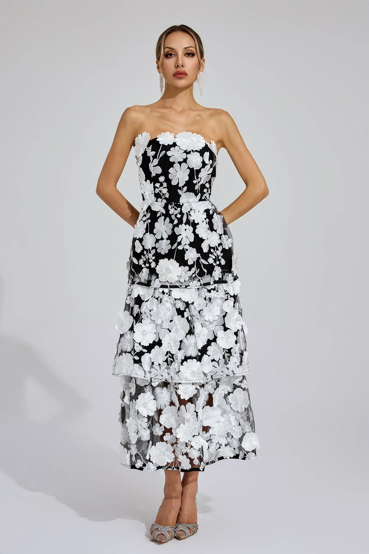 Marcia Off Shoulder Flower Dress