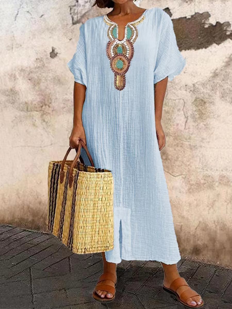 Sienna Vale™ | Natural Cotton Linen Dress