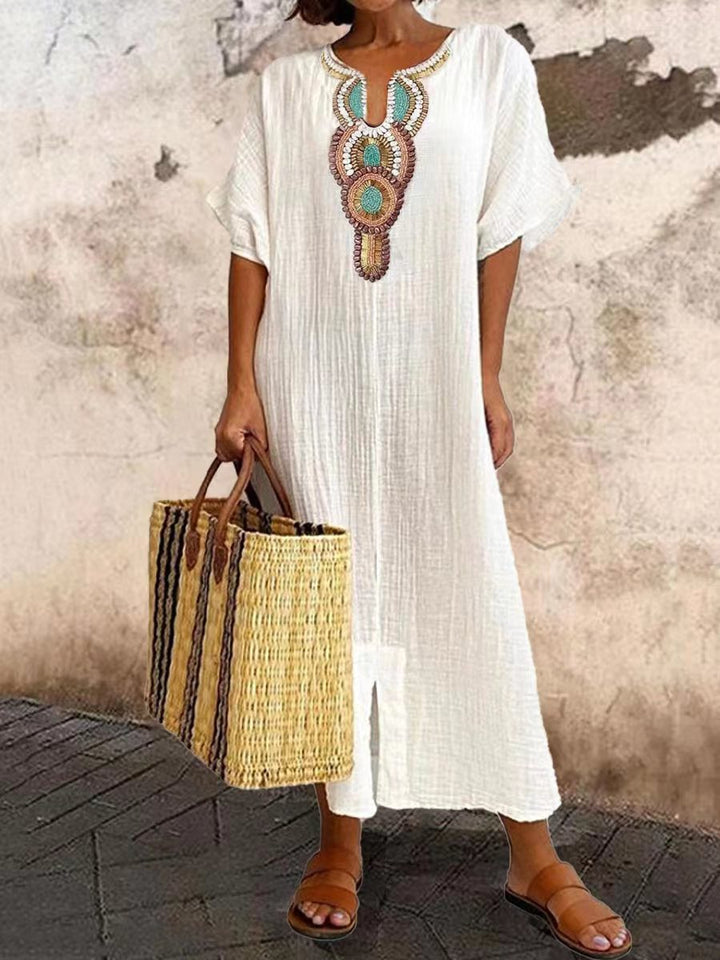Sienna Vale™ | Natural Cotton Linen Dress
