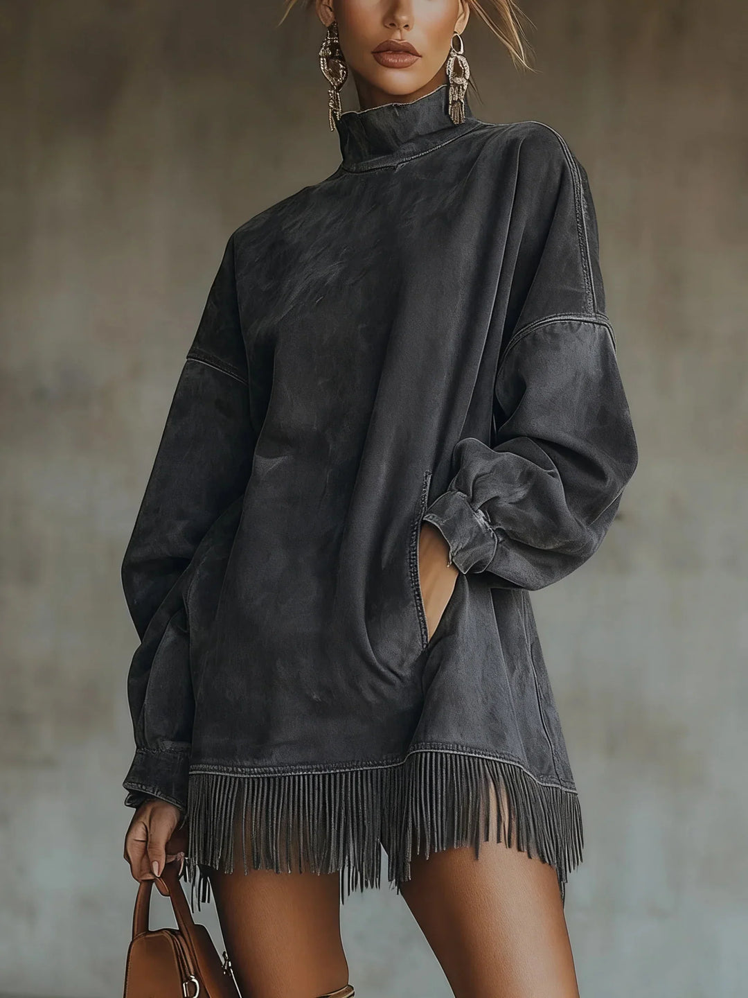 The Adeline™ | High-Neck Fringe Dress