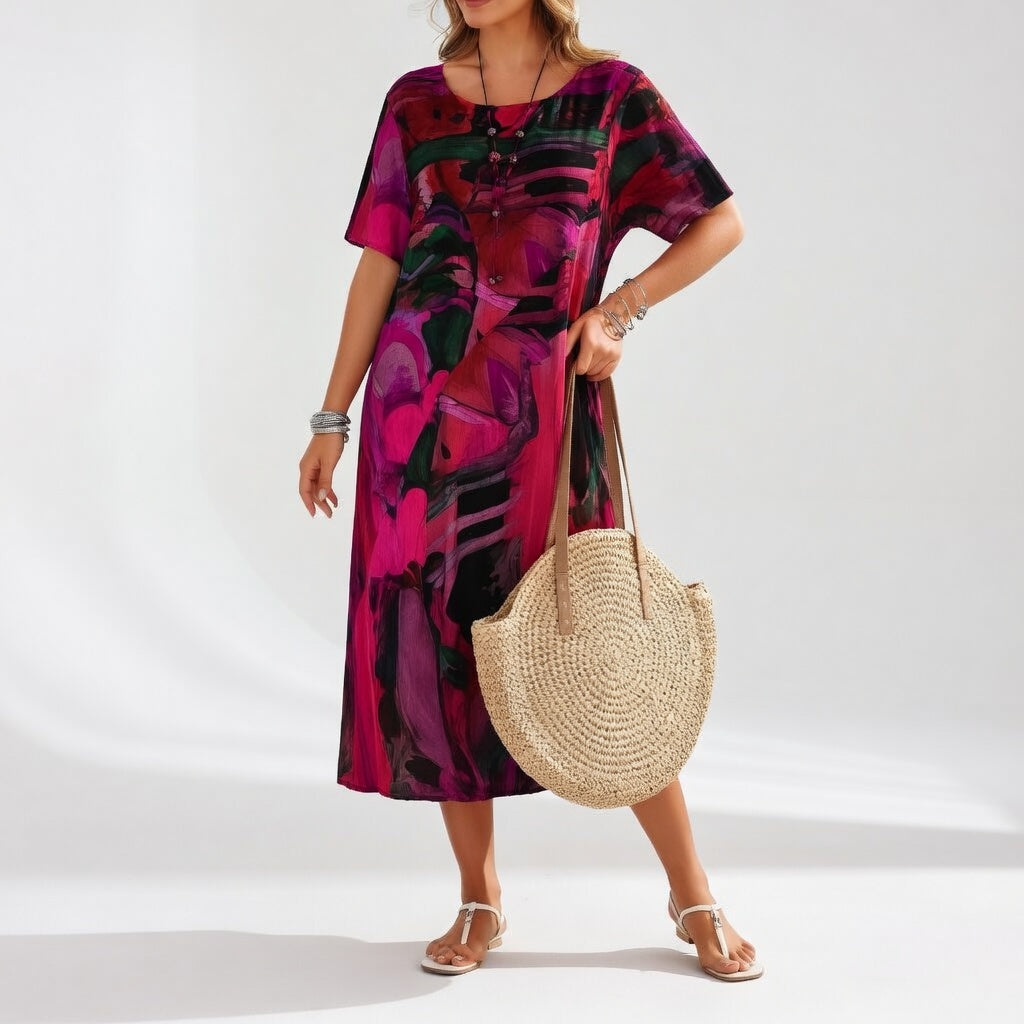 Elara Devonne™ | Artistic Flow Midi Dress