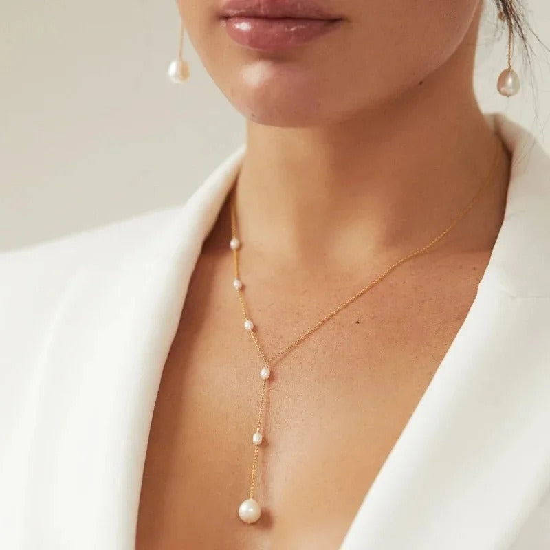 Vintage Necklace with Hanging Pearls
