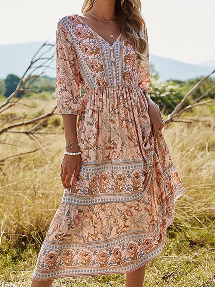 Elara Waverly™ | Cotton Boho Maxi Dress