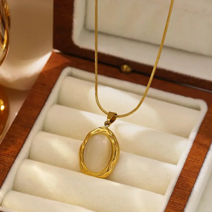 Oval Opal Cat's Eye Gold Plated Necklace