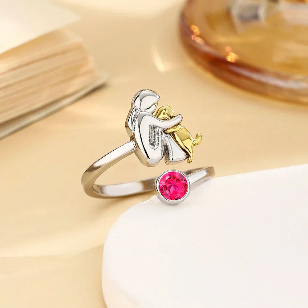 Hayley – Adjustable Dog Embrace Ring With Crystal Accent