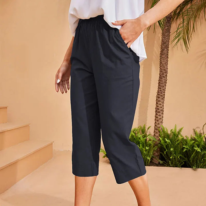 Elodie Hartley™ | Relaxed Linen-Blend Capri Trousers