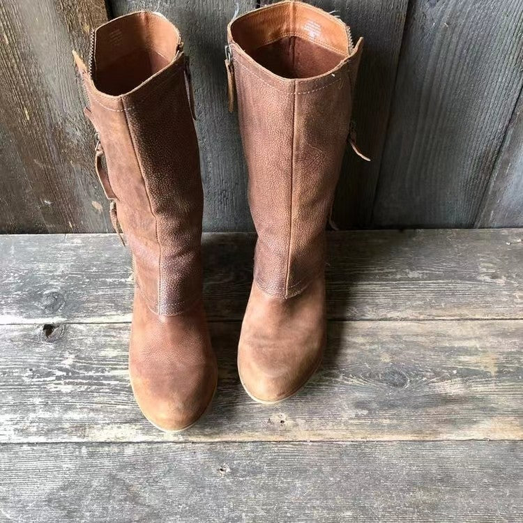 Elowen™ | Vintage Leather Mid Boots
