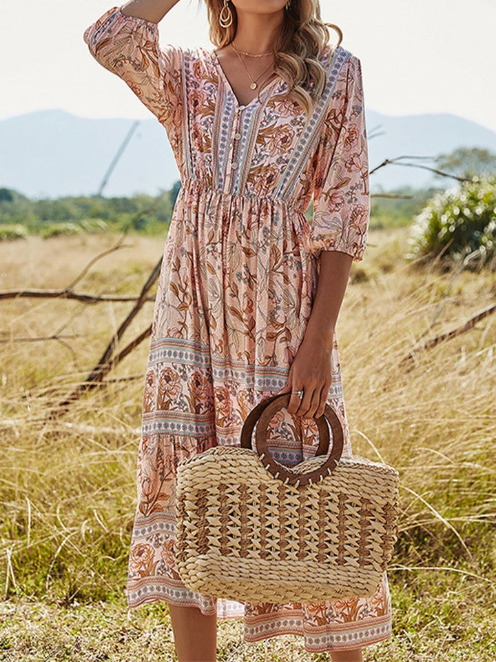 Elara Waverly™ | Cotton Boho Maxi Dress