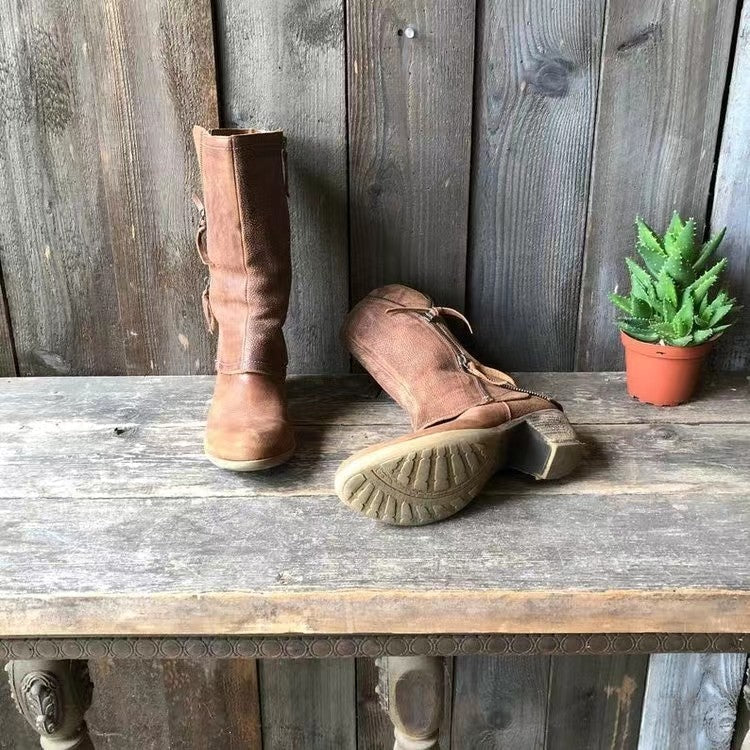 Elowen™ | Vintage Leather Mid Boots