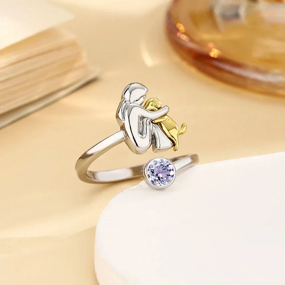Hayley – Adjustable Dog Embrace Ring With Crystal Accent