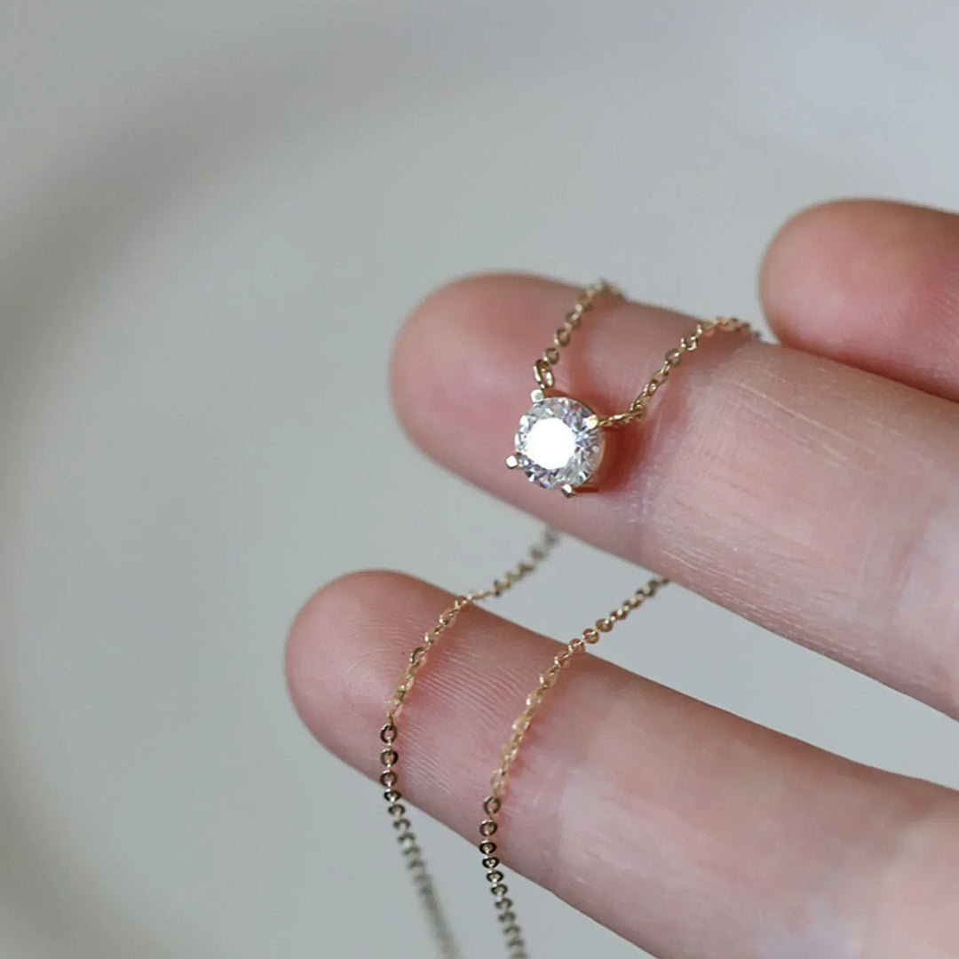 18K Gold-Plated Zircon Necklace in Sterling Silver