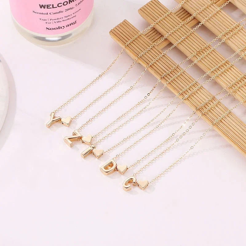 Necklace with Initial Golden Heart