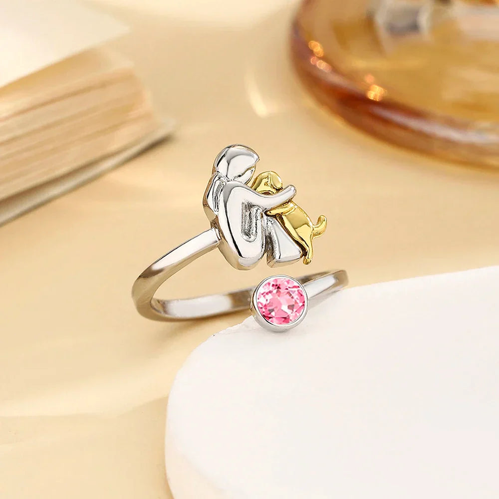Hayley – Adjustable Dog Embrace Ring With Crystal Accent