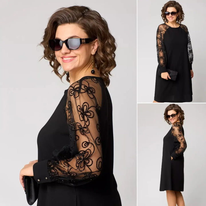 The Regina™ | Classic Lace Sleeve Midi Dress
