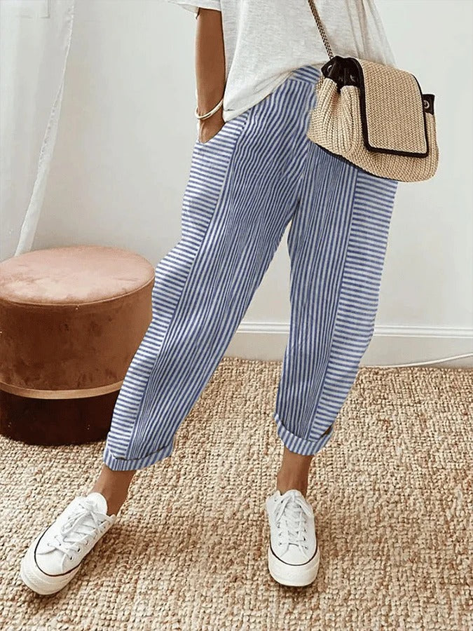 Sylvia Norwood™ | Relaxed Stripe Cotton Trousers