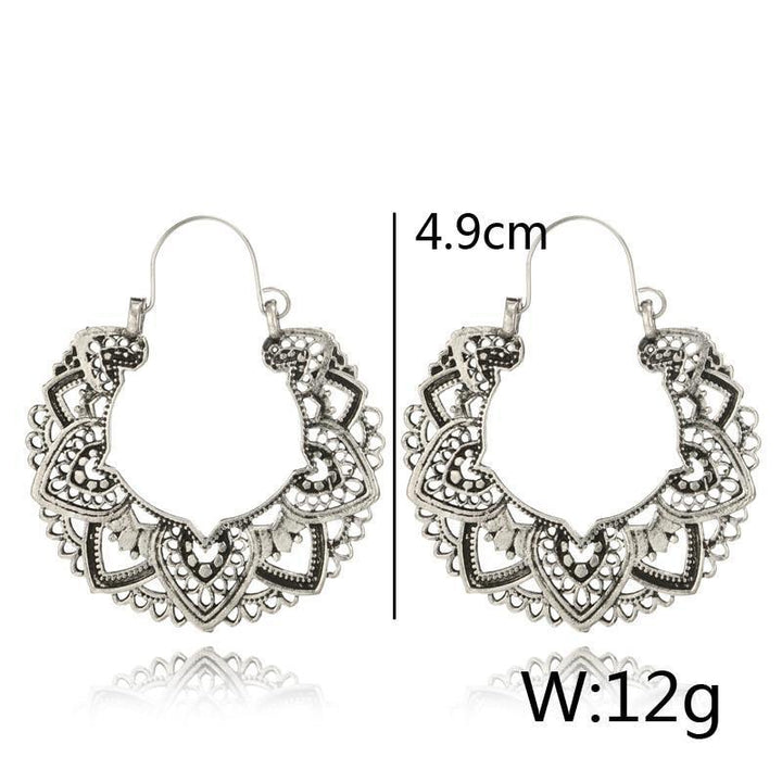 Boho Lotus Hoop Earrings