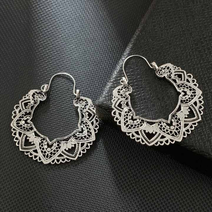 Boho Lotus Hoop Earrings