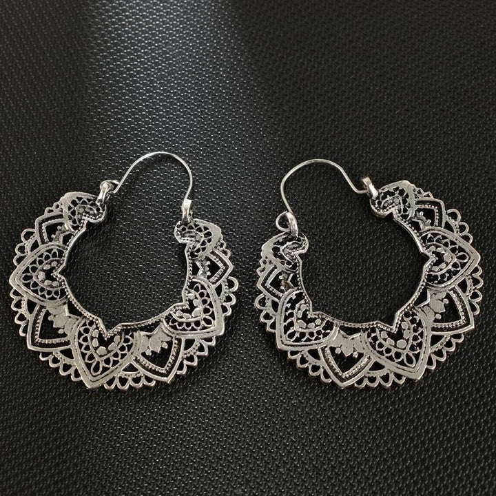 Boho Lotus Hoop Earrings