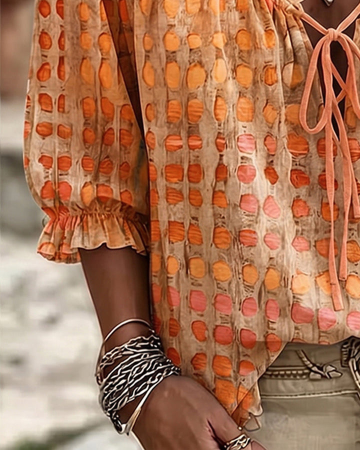 Sophia Sinclair™ | Airy Lace-Up Blouse