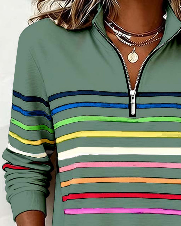Vienna Luxe™ | Striped Half-Zip Jumper