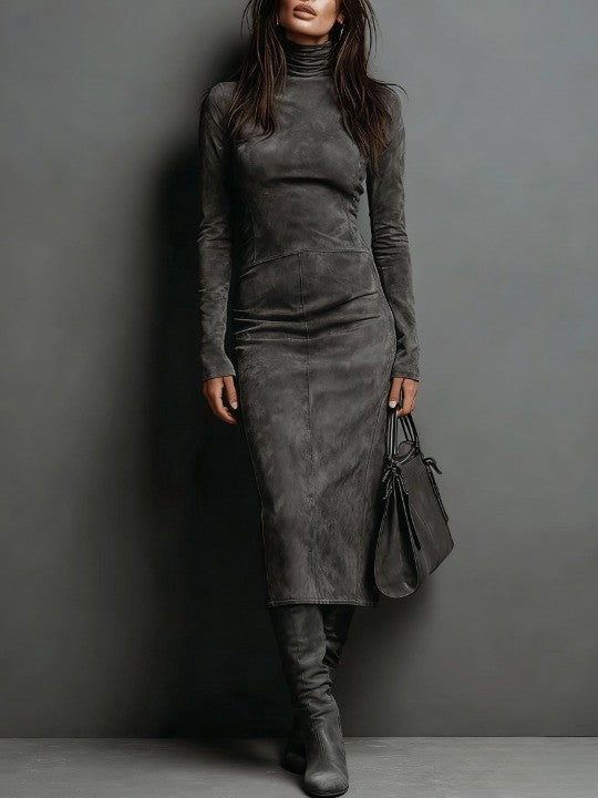 Lydia Luxe™ | High-Neck Midi Dress