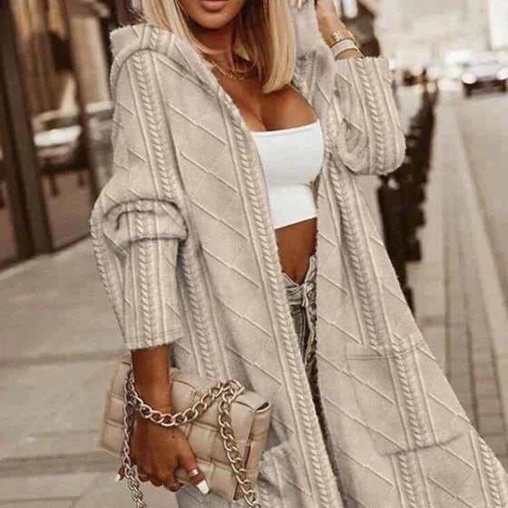 Roselyn™ | Cable Knit Hooded Cardigan