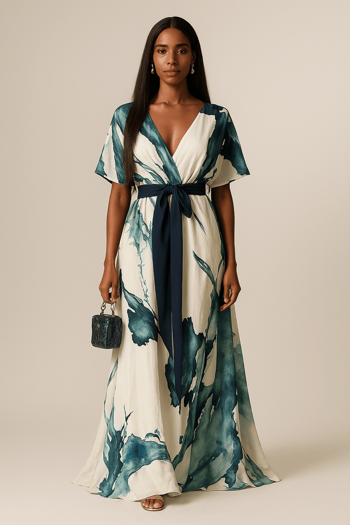 Aquarelle Elegance™ | Watercolour Print Maxi Dress